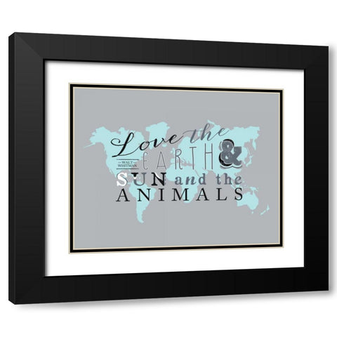 Walt Whitman Map Black Modern Wood Framed Art Print with Double Matting by Longfellow Designs
