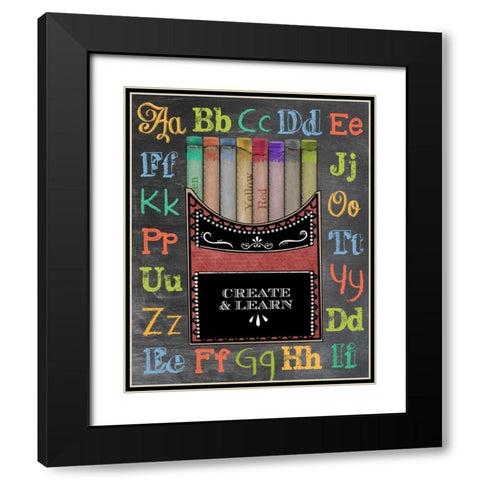 Crayons Black Modern Wood Framed Art Print with Double Matting by Longfellow Designs