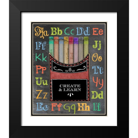 Crayons Black Modern Wood Framed Art Print with Double Matting by Longfellow Designs