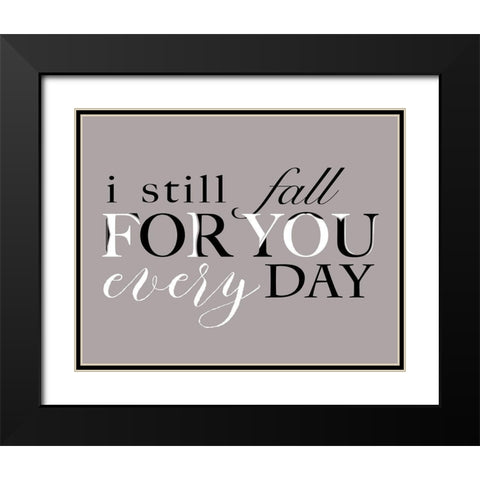 Fall For You Black Modern Wood Framed Art Print with Double Matting by Longfellow Designs
