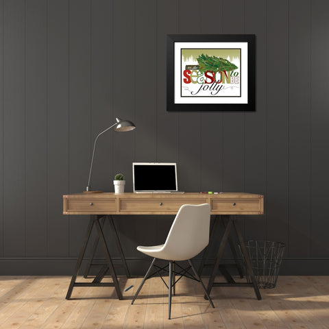 To Be Jolly Black Modern Wood Framed Art Print with Double Matting by Longfellow Designs