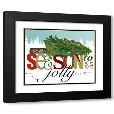 To Be Jolly II Black Modern Wood Framed Art Print with Double Matting by Longfellow Designs