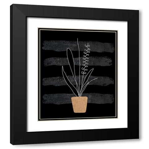 Scandi Plant II Black Modern Wood Framed Art Print with Double Matting by Longfellow Designs