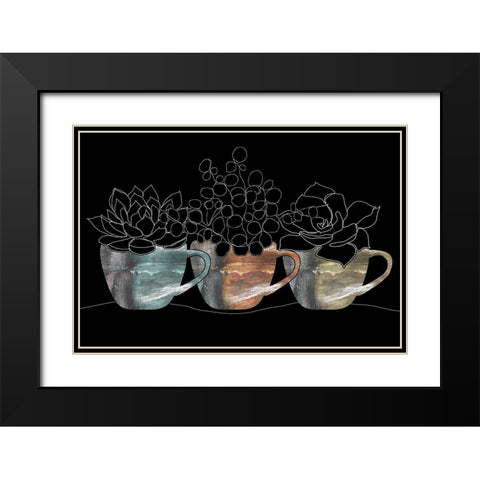 Succulent Series Black Modern Wood Framed Art Print with Double Matting by Longfellow Designs