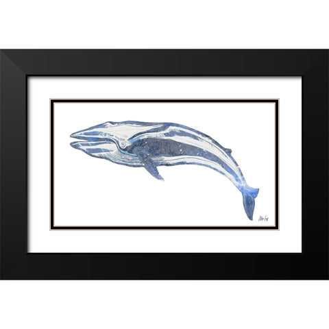 Whale Black Modern Wood Framed Art Print with Double Matting by Fay, Mela