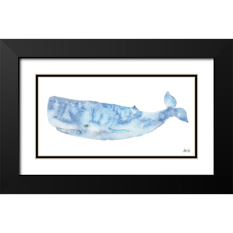 Whale Black Modern Wood Framed Art Print with Double Matting by Fay, Mela
