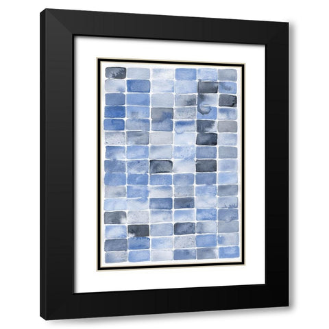 Blue Abstract Black Modern Wood Framed Art Print with Double Matting by Fay, Mela