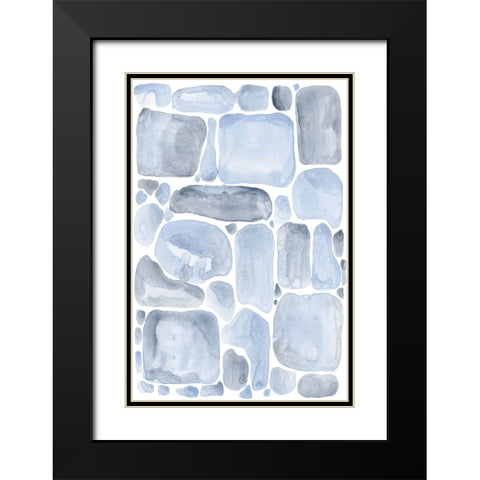 Blue Abstract VI Black Modern Wood Framed Art Print with Double Matting by Fay, Mela