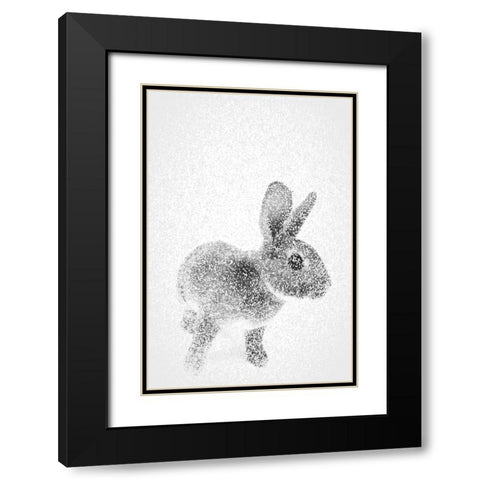 White Bunny II Black Modern Wood Framed Art Print with Double Matting by Fay, Mela