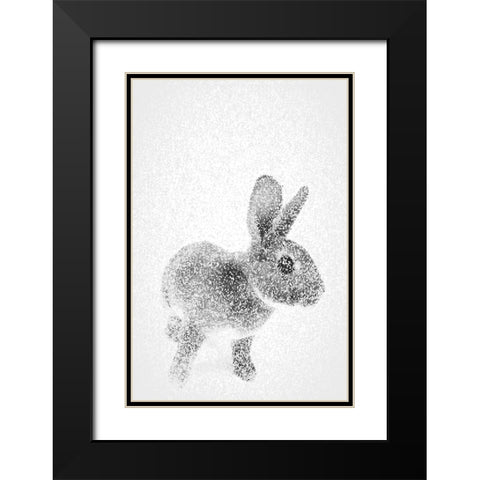 White Bunny II Black Modern Wood Framed Art Print with Double Matting by Fay, Mela
