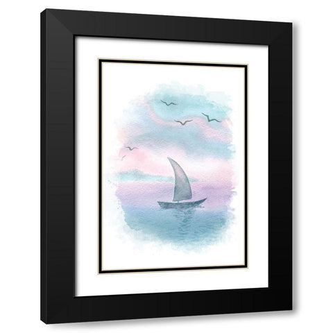 Sailboat Landscape I Black Modern Wood Framed Art Print with Double Matting by Fay, Mela