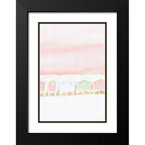 Pink Coastal Shacks II Black Modern Wood Framed Art Print with Double Matting by Fay, Mela