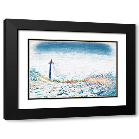 Lighthouse View Black Modern Wood Framed Art Print with Double Matting by Fay, Mela