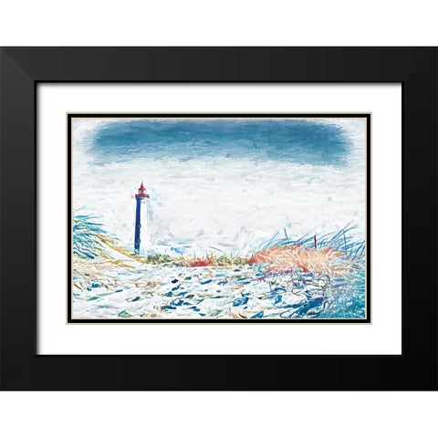 Lighthouse View Black Modern Wood Framed Art Print with Double Matting by Fay, Mela