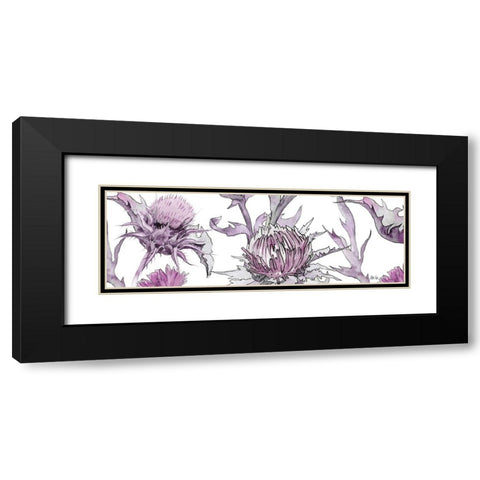 Thistle Zoom in Lavender Black Modern Wood Framed Art Print with Double Matting by Fay, Mela