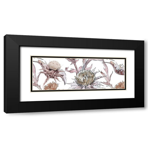 Thistle Zoom in Yellow Black Modern Wood Framed Art Print with Double Matting by Fay, Mela