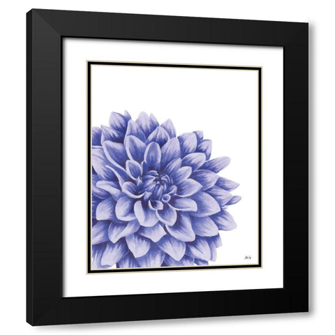 Blue Chrysanthemum II Black Modern Wood Framed Art Print with Double Matting by Fay, Mela