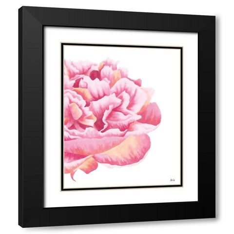 Pink Rose Black Modern Wood Framed Art Print with Double Matting by Fay, Mela