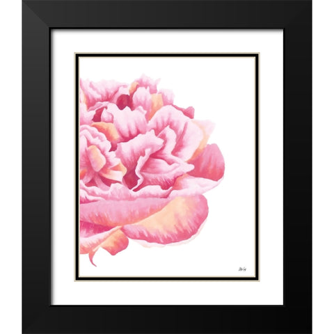 Pink Rose Black Modern Wood Framed Art Print with Double Matting by Fay, Mela