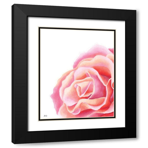 Pink Rose II Black Modern Wood Framed Art Print with Double Matting by Fay, Mela