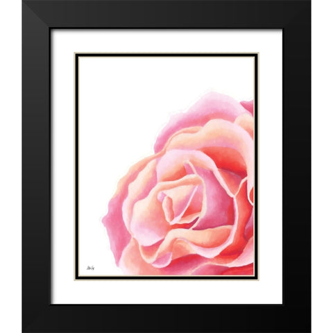 Pink Rose II Black Modern Wood Framed Art Print with Double Matting by Fay, Mela