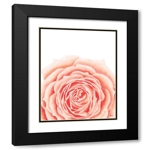 Light Orange Rose Black Modern Wood Framed Art Print with Double Matting by Fay, Mela