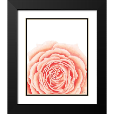Light Orange Rose Black Modern Wood Framed Art Print with Double Matting by Fay, Mela