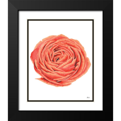 Orange Rose Black Modern Wood Framed Art Print with Double Matting by Fay, Mela