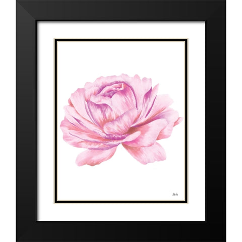 Pink Rose Black Modern Wood Framed Art Print with Double Matting by Fay, Mela