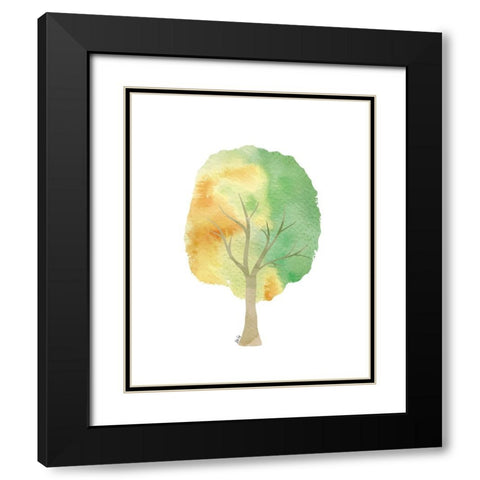 Green Tree II Black Modern Wood Framed Art Print with Double Matting by Fay, Mela