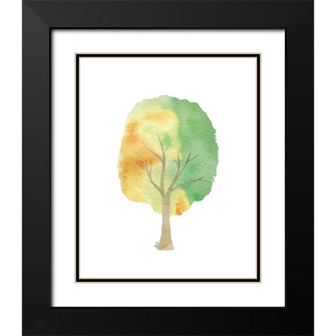 Green Tree II Black Modern Wood Framed Art Print with Double Matting by Fay, Mela