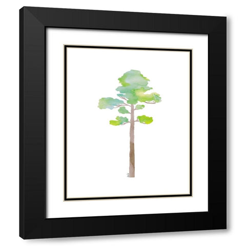 Green Tree V Black Modern Wood Framed Art Print with Double Matting by Fay, Mela