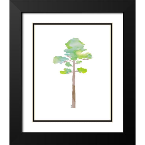 Green Tree V Black Modern Wood Framed Art Print with Double Matting by Fay, Mela