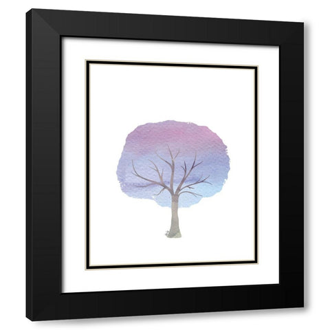 Purple Tree III Black Modern Wood Framed Art Print with Double Matting by Fay, Mela