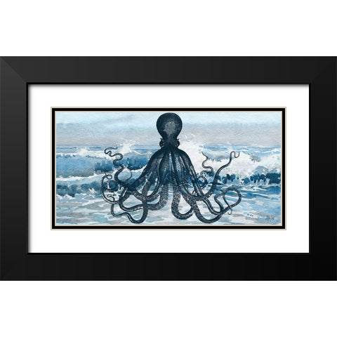 Octopus Black Modern Wood Framed Art Print with Double Matting by Fay, Mela