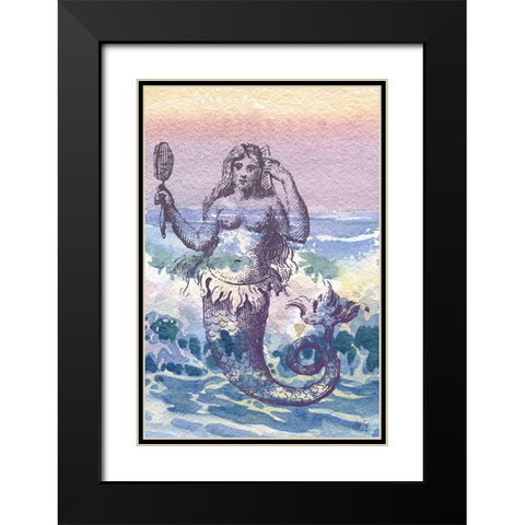 Mermaid Black Modern Wood Framed Art Print with Double Matting by Fay, Mela