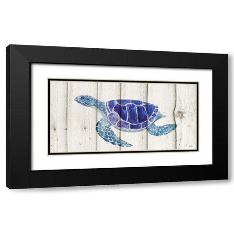 Turtle Black Modern Wood Framed Art Print with Double Matting by Fay, Mela
