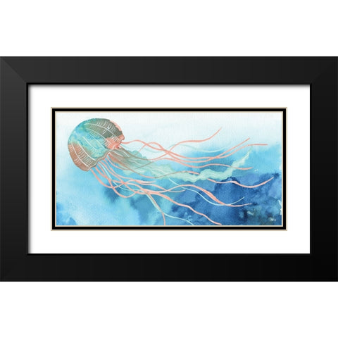 Jellyfish Black Modern Wood Framed Art Print with Double Matting by Fay, Mela