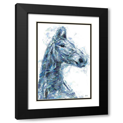 Horse in Blue II Black Modern Wood Framed Art Print with Double Matting by Fay, Mela