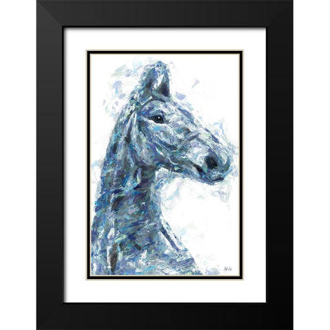 Horse in Blue II Black Modern Wood Framed Art Print with Double Matting by Fay, Mela