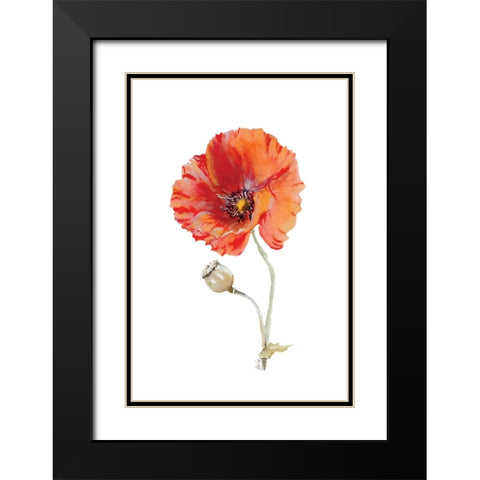 Poppy III Black Modern Wood Framed Art Print with Double Matting by Fay, Mela