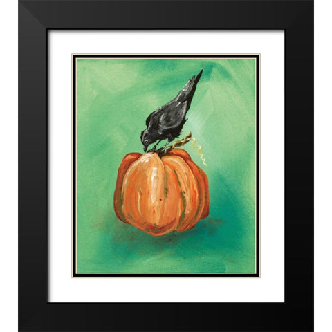 Pumpkin and Bird Black Modern Wood Framed Art Print with Double Matting by Strong, Molly Susan