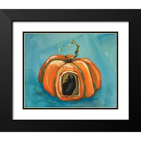 Pumpkin and Crow Black Modern Wood Framed Art Print with Double Matting by Strong, Molly Susan