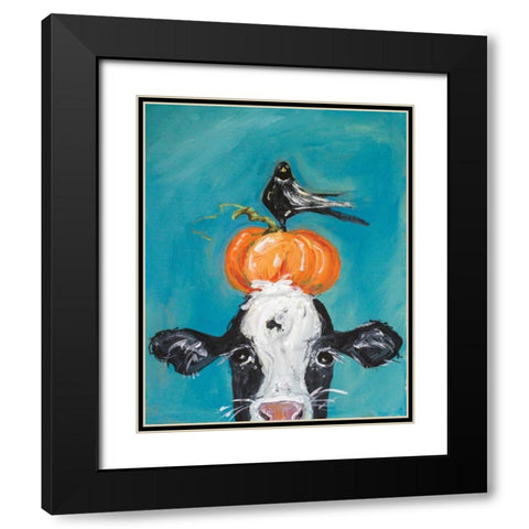 Cow and Friends Black Modern Wood Framed Art Print with Double Matting by Strong, Molly Susan