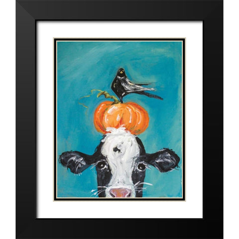 Cow and Friends Black Modern Wood Framed Art Print with Double Matting by Strong, Molly Susan