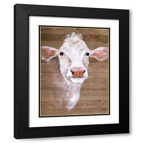 White Cow Black Modern Wood Framed Art Print with Double Matting by Strong, Molly Susan