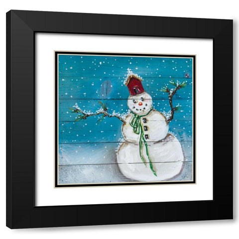 Snowman I Black Modern Wood Framed Art Print with Double Matting by Strong, Molly Susan