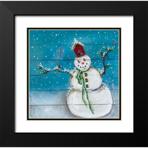 Snowman I Black Modern Wood Framed Art Print with Double Matting by Strong, Molly Susan