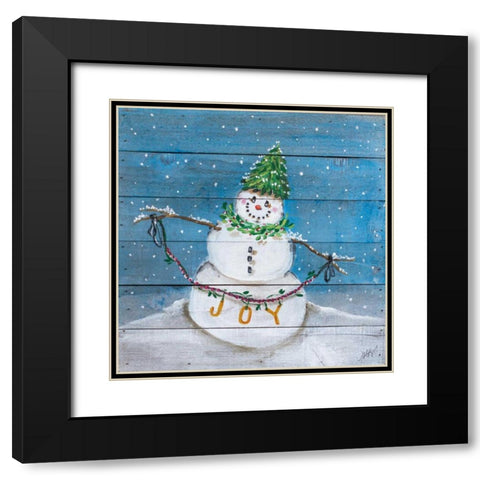 Snowman II Black Modern Wood Framed Art Print with Double Matting by Strong, Molly Susan