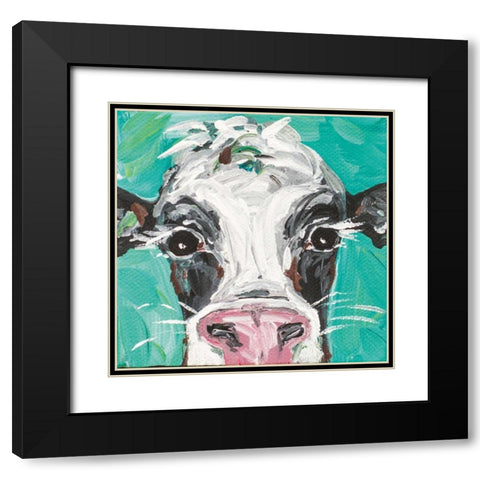 Oreo Cow Black Modern Wood Framed Art Print with Double Matting by Strong, Molly Susan